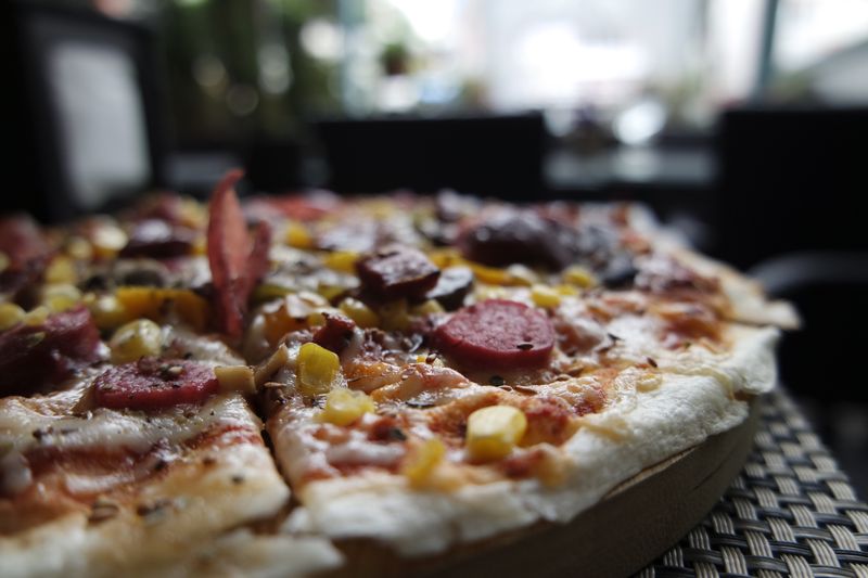 Spicy Diavola pizza Dewey's pizza Ohio